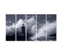 islandburner Tableau sur toile Vagues orageuses du grand océan sur le vieux phare du Douro Cadre Affiche Poster Murale Tableaux