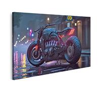 islandburner Tableau sur Toile Vélo Futuriste Cyber City Sport Cyberpunk Moto Paysage Sombre Rue Cadre Affiche Poster Murale Tableaux