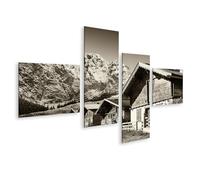 islandburner Tableau sur toile - Village de montagne - Cabanes en bois dans un paysage alpin pittoresque - 150 x 80 cm