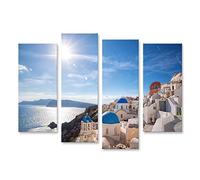 islandburner Tableau sur toile Village d'Oia sur l'île de Santorin en Grèce Cadre Affiche Poster Murale Tableaux