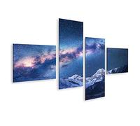 islandburner Tableau sur Toile Voie lactée et Montagnes Vue Fantastique avec Montagnes et Ciel étoilé dans Le Cadre Affiche Poster Murale Tableaux