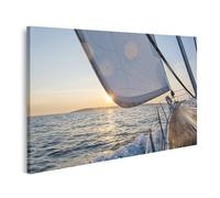 islandburner Tableau sur toile Voilier au coucher du soleil Mer Horizon Vagues Aventures Images murales Poster