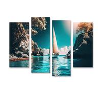 islandburner Tableau sur toile Voilier entre rochers et mer bleue Images murales Poster