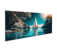 islandburner Tableau sur toile Voilier Paradis Eau Turquoise Paysage Marin Tropical Bateau Cadre Affiche Poster Murale Tableaux