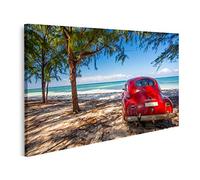 islandburner Tableau sur toile Voiture ancienne sur une plage de Cuba Peintures Impressions Art Poster Mural