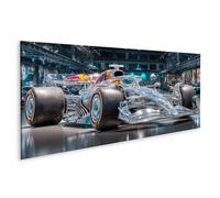 islandburner Tableau sur toile - Voiture de course brillante dans une exposition moderne - Panorama