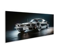 islandburner Tableau sur toile Voiture de sport noire classique sur fond sombre Images murales Poster