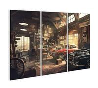 islandburner Tableau sur toile - Voitures classiques et atelier vintage pour salon - Pour les amateurs d'automobiles - Photos murales - Poster mural