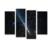islandburner Tableau sur toile - Vol de comètes fascinant - Décoration murale pour salon - Pour les fans de l'espace - 4 pièces
