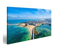 islandburner Tableau sur toile Vue aérienne Saint Malo Bretagne France Peintures Impressions murales Décoration murale