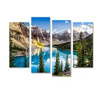 islandburner Tableau sur toile Vue coucher de soleil paysage du lac Morain et de la chaîne IAM-4erP