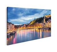 islandburner Tableau sur toile Vue de la rivière Saone dans la ville de Lyon dans le soir France Peintures Impressions Art Poster Mural
