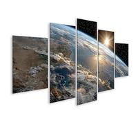 islandburner Tableau sur toile - Vue imprenable sur la terre - Décoration murale pour salon - Pour les fans de l'espace - 5 pièces