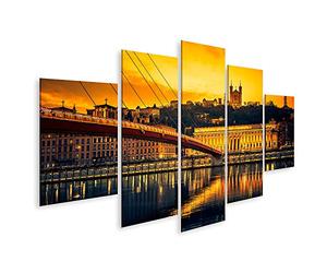 islandburner Tableau sur toile Vue sur la Saône au coucher du soleil Lyon France Cadre Affiche Poster Murale Tableaux