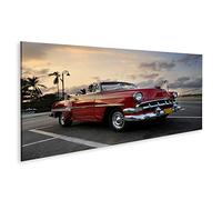 islandburner Tableau sur Toile Vue sur la Voiture américaine Vintage Classique Rouge dans la Rue de La Havane c Cadre Affiche Poster Murale Tableaux