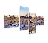 islandburner Tableau sur toile Yachts Vieux Port Marseille France Réfléchissant Silencieux Humidité Images Murales Poster