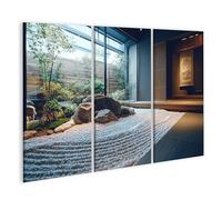 islandburner Tableau sur toile Zen Jardin Intérieur Harmonie et Calme Design Japonais - Toile 130 x 80 cm - 3 Parties