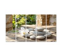 islandburner Tableau sur toile Zen Spa avec pierres d'orchidée pour décoration murale relaxante, 5 pièces, XXL, édition X1
