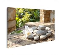 islandburner Tableau sur toile Zen Spa avec pierres d'orchidée pour décoration murale relaxante, édition I4
