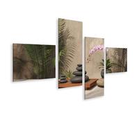 islandburner Tableau sur toile Zen Spa avec pierres d'orchidée pour une décoration d'intérieur relaxante, 4 pièces, édition P1