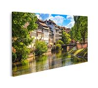 islandburner Tableau Tableaux Canal d'eau de Strasbourg en Petite France Site Unesco Alsace Cadre sur Toile Impression Photo Affiches