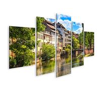 islandburner Tableau Tableaux Canal d'eau de Strasbourg en Petite France Site Unesco Alsace Cadre sur Toile Impression Photo Affiches