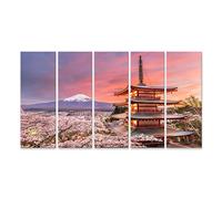 islandburner Tableau Tableaux Fujiyoshida Japon vue du Mont Fuji et de la Pagode Cadre sur Toile Impression Photo Affiches