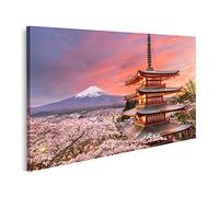 islandburner Tableau Tableaux Fujiyoshida Japon vue du Mont Fuji et de la Pagode Cadre sur Toile Impression Photo Affiches