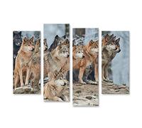 islandburner Tableau Tableaux la neige des loups de meute Cadre sur Toile Impression Photo Affiches