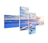 islandburner Tableau Tableaux Le ciel de Santorin Un beau paysage de Santorin dans un ciel bleu avec des nuages La ville d'Oia, un point de repère en Grèce Cadre sur Toile Impression Photo Affiches