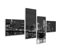 islandburner Tableau Tableaux Le pont de Brooklyn et les gratte-ciel du centre-ville de New York en noir et blanc Cadre sur Toile Impression Photo Affiches