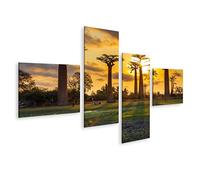 islandburner Tableau Tableaux sur toile Baobabs au coucher du soleil au Baobabs Avenue à Madagascar UBR