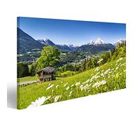 islandburner Tableau, Tableaux sur Toile Beau Paysage de Montagne dans Les Alpes bavaroises avec Le Village de Berchtesgaden et Le Massif de Watzmann Poster, Impression, Cadeau MYT