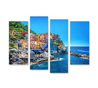 islandburner Tableau, Tableaux sur toile beau paysage urbain coloré sur les montagnes sur méditerranée cinque terre europe Poster, Impression, Cadeau MYW