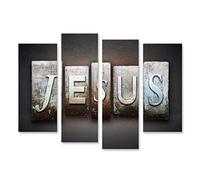islandburner, Tableau Tableaux sur Toile Le nom JÉSUS écrit en Typographie d'époque Impression Image Motif Moderne Décoration Affiche Photo OUV-4erP-N