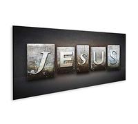 islandburner, Tableau Tableaux sur Toile Le nom JÉSUS écrit en Typographie d'époque Impression Image Motif Moderne Décoration Affiche Photo OUV-Pano-N
