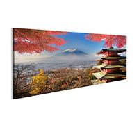 islandburner, Tableau Tableaux sur toile Mt. Fuji avec des couleurs d'automne au Japon. Impression Cadeau NPG-Pano-FR