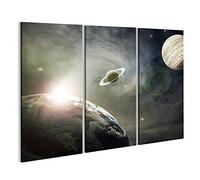 islandburner, Tableau Tableaux sur toile planète terre, Saturne et Jupiter dans un nuage cosmique Impression Cadeau NRT-3P-FR