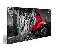 islandburner, Tableau Tableaux sur Toile Un Scooter Vespa Rouge garé sur Une Rue pavée Images Affiche TIK