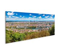 islandburner, Tableau Tableaux sur Toile Vue aérienne panoramique de Lyon, France par Une Belle journée d'été Impression Image Motif Moderne Décoration Affiche Photo PLN-Pano-N
