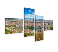 islandburner, Tableau Tableaux sur toile Vue aérienne panoramique de Lyon, France par une belle journée d'été Impression Image Motif moderne Décoration Affiche Photo PLN-4LP-N