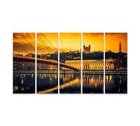 islandburner Tableau, Tableaux sur toile Vue de la Saône au coucher du soleil Lyon France Poster, Impression, Cadeau MYV