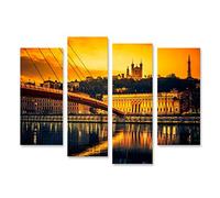 islandburner Tableau, Tableaux sur toile Vue de la Saône au coucher du soleil Lyon France Poster, Impression, Cadeau MYV