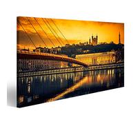 islandburner Tableau, Tableaux sur toile Vue de la Saône au coucher du soleil Lyon France Poster, Impression, Cadeau MYV