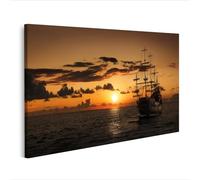 islandburner Tableau Tableaux Un bateau pirate en pleine mer Cadre sur Toile Impression Photo Affiches