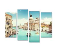 islandburner Venise Canal avec bateaux et architecture historique - Toile 130 x 80 cm - 4 pièces