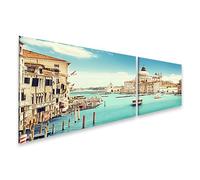 islandburner Venise Canal avec bateaux et architecture historique - Toile 160 x 40 cm - 2 pièces
