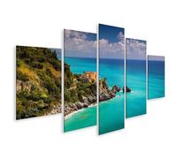 islandburner Villa sur la mer Méditerranée sur une falaise sous le ciel bleu et la mer - Toile 170 x 80 cm - 5 pièces
