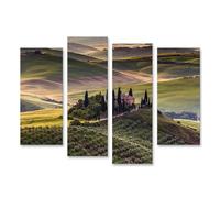 islandburner WTD Toscane Paysage traditionnel Ferme colline prairie calme Va Toile 130 x 80 cm 4 pièces