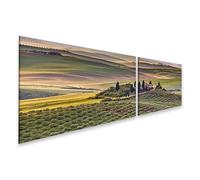 islandburner WTD Toscane Paysage traditionnel Ferme colline prairie calme Va Toile 160 x 40 cm 2 pièces